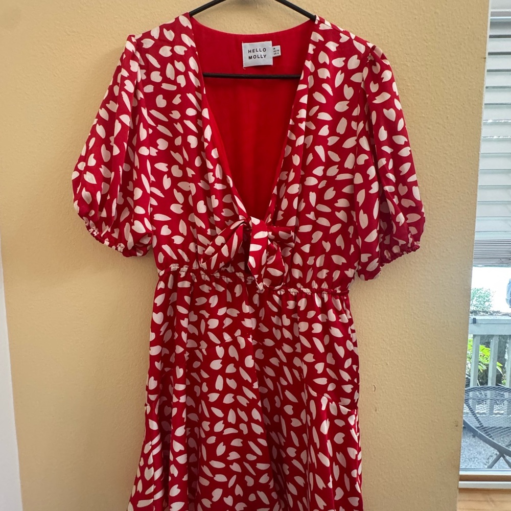 Hello Molly Red And White Patterned Mini Dress - image 6